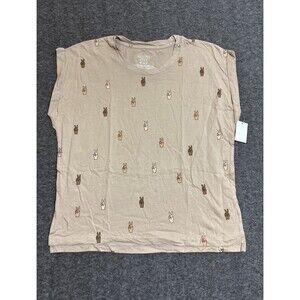 Mighty Fine women's Blouse Sleeveless Print Peace Beige Medium